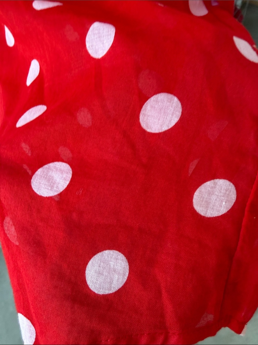 Liz Claiborne Red and White Polka Dot Button-Down Cotton Blouse sz S petite - Picture 4 of 6